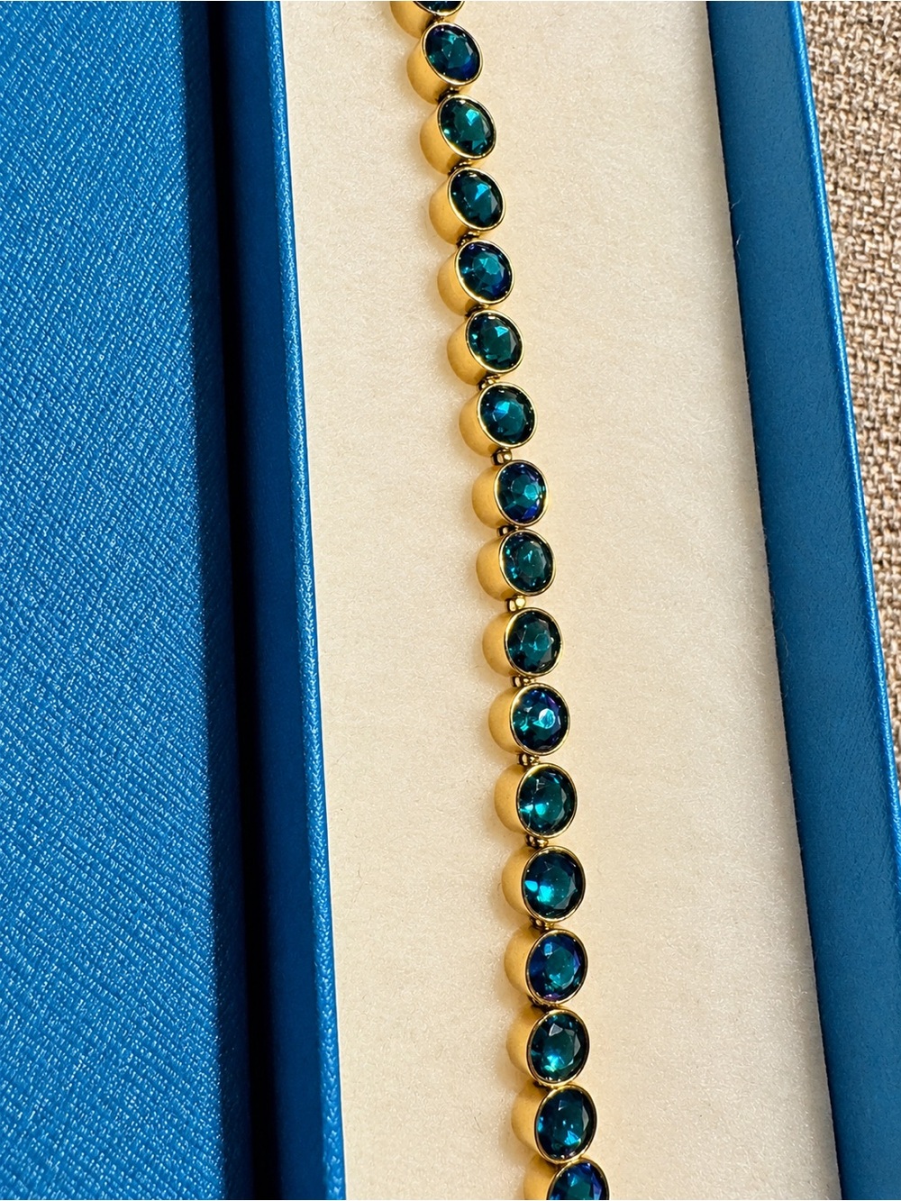Touchstone Crystal Mini Ice Bracelet – Golden Blue – Swarovski Crystals